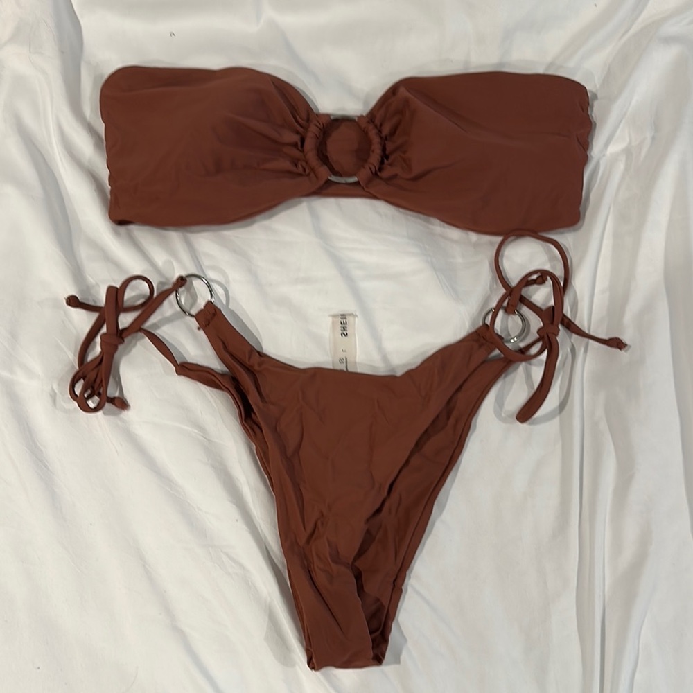 Brown Bandeau Bikini Set